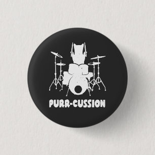 Macaron Rond 2,50 Cm Cat Drummer Purr Cussion drôle