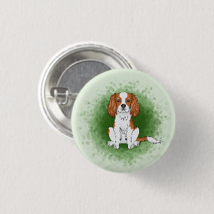 Macaron Rond 2,50 Cm Cavalier King Charles Spaniel Blenheim sur fond ve