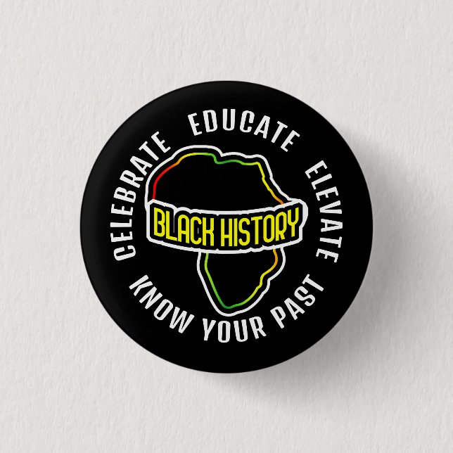 Macaron Rond 2,50 Cm Célébration de l'histoire des Noirs en NOIR (Devant)