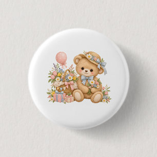 Macaron Rond 2,50 Cm Célébration de l'ours en peluche vintage avec des