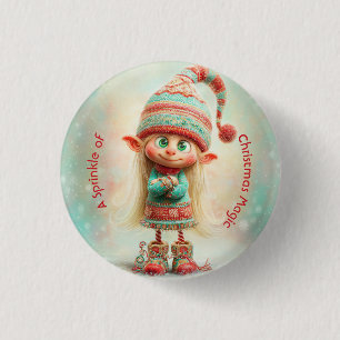 Macaron Rond 2,50 Cm Célébration des Elfes du Pôle Nord Magie de Noël