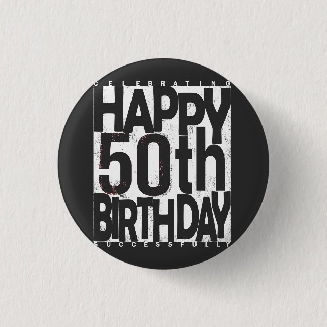 Macaron Rond 2,50 Cm Célébration du 50e anniversaire de naissance (Devant)