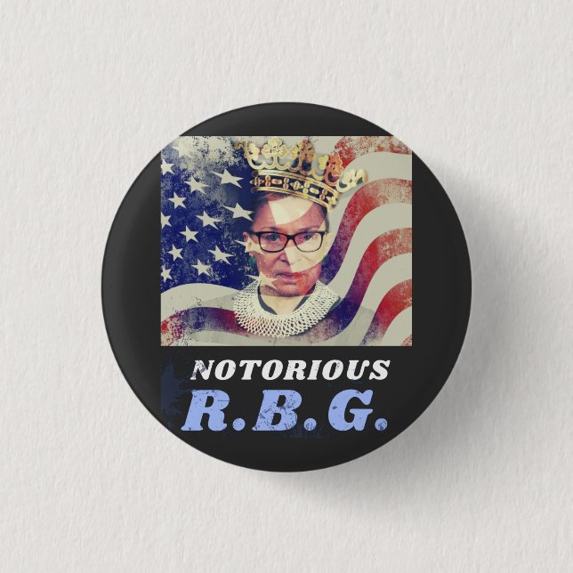 Macaron Rond 2,50 Cm Célèbre RGB Ruth Bader Ginsburg Feminist Liberal (Devant)