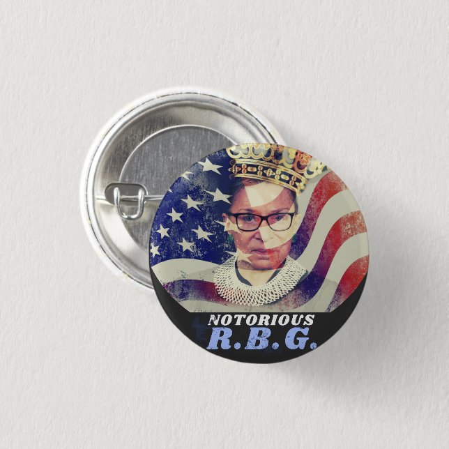 Macaron Rond 2,50 Cm Célèbre RGB Ruth Bader Ginsburg Libérale Féministe (Devant & derrière)