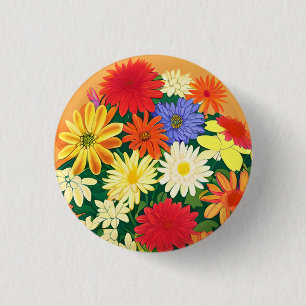 Macaron Rond 2,50 Cm Cercle de fleurs, marguerites colorées et monstres