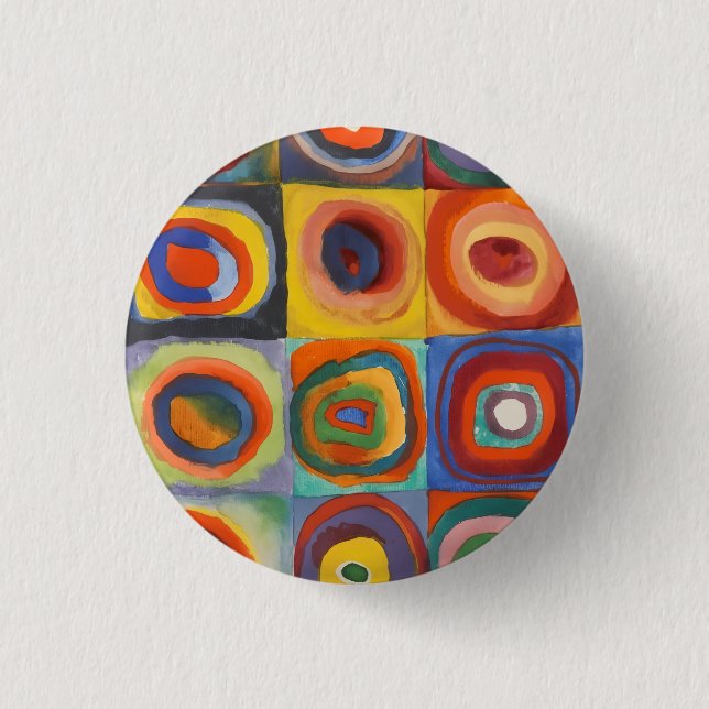 Macaron Rond 2,50 Cm Cercles concentrés Carré de Kandinsky (Devant)