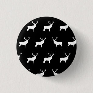Macaron Rond 2,50 Cm Cerfs communs - bouton noir et blanc