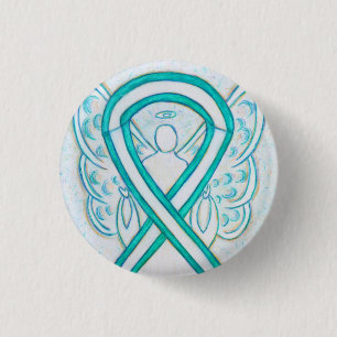 Macaron Rond 2,50 Cm Cervical Cancer Awareness Ruban Angel Button Pin
