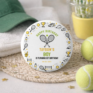 Macaron Rond 2,50 Cm C'est l'anniversaire de Game Time Tennis 1ère anné