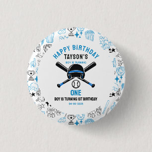 Macaron Rond 2,50 Cm C'est l'heure du match de baseball 1er anniversair