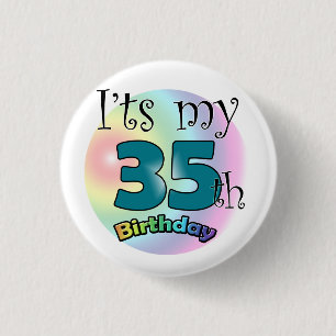 Macaron Rond 2,50 Cm C'est mon 35e anniversaire