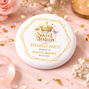 Macaron Rond 2,50 Cm c'est mon anniversaire sweet sixteen 16