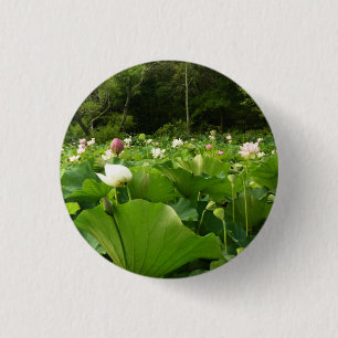 Macaron Rond 2,50 Cm Champ de fleurs de Lotus Jardin d'été