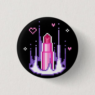 Macaron Rond 2,50 Cm Charisma Stat Gamer Pink Pixel Art Lipstick