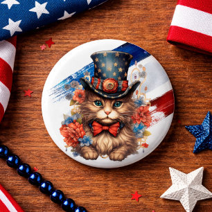 Macaron Rond 2,50 Cm Chat américain patriotique