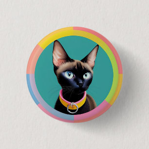 Macaron Rond 2,50 Cm Chat aux yeux frappants par miroir circulaire
