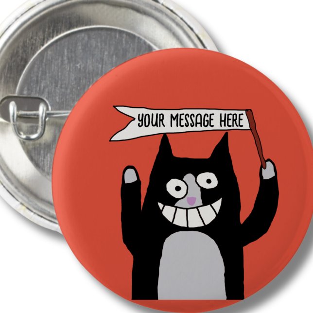 Macaron Rond 2,50 Cm Chat avec signe de message tuxedo chats (Créateur téléchargé)