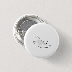 Macaron Rond 2,50 Cm Chat Blanc Étiré Cadeau Minimaliste