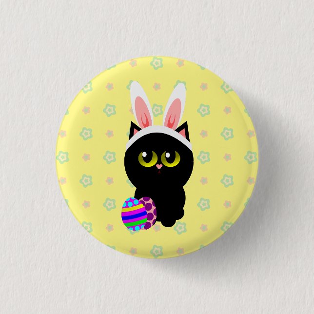 Macaron Rond 2,50 Cm Chat Bunny de Pâques (Devant)