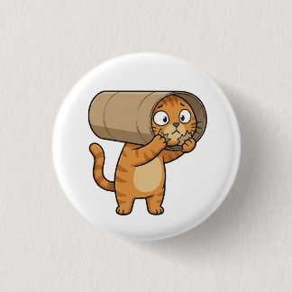 Macaron Rond 2,50 Cm Chat coincé dans le bouton de rouleau de papier to