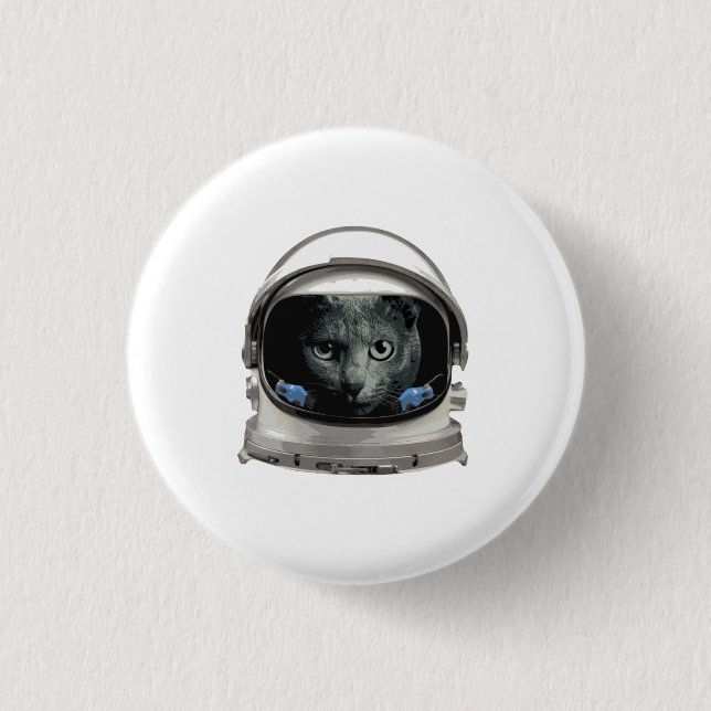 Macaron Rond 2,50 Cm Chat d'astronaute de casque d'espace (Devant)
