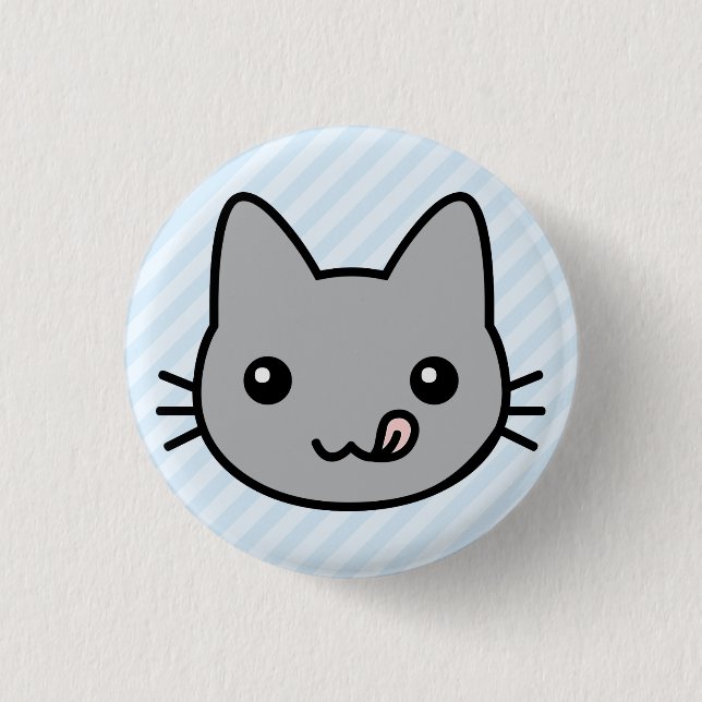 Macaron Rond 2,50 Cm chat gris (Devant)