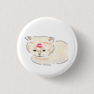 Macaron Rond 2,50 Cm Chat Mignon Avec Marque De Baiser Au Rouge à Lèvre