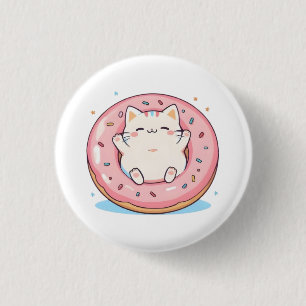 Macaron Rond 2,50 Cm Chat mignon dans un design doux Kawaii de beignet