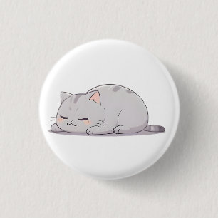 Macaron Rond 2,50 Cm Chat mignon grumpy design Kawaii
