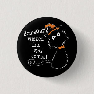 Macaron Rond 2,50 Cm Chat noir d'Halloween - Citation de Shakespeare