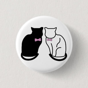 Macaron Rond 2,50 Cm Chat noir et blanc