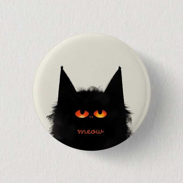 Macaron Rond 2,50 Cm Chat noir grumeux (Devant)
