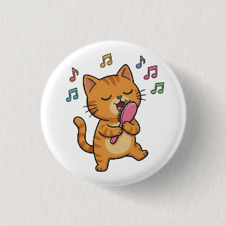Macaron Rond 2,50 Cm Chat qui chante avec bouton à pinceau à cheveux