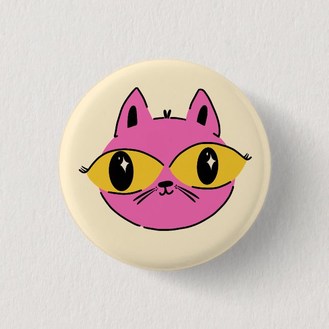 Macaron Rond 2,50 Cm Chat Rétro (Devant)