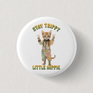 Macaron Rond 2,50 Cm Chat tigré orange bohème reste trippy petit hippie