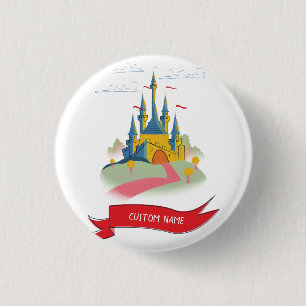 Macaron Rond 2,50 Cm Château Fantastique Texte Personnalisé