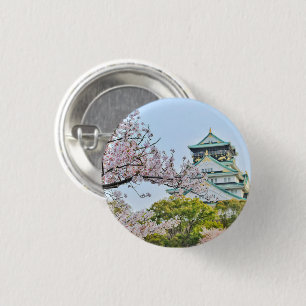 Macaron Rond 2,50 Cm Château Himeji avec fleurs de cerisiers Japon