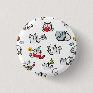 Macaron Rond 2,50 Cm Chats amusants, lait et magie.