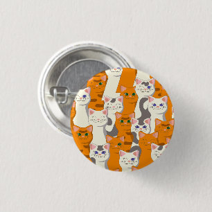 Macaron Rond 2,50 Cm Chats blancs et gingembre motif yeux verts yeux bl