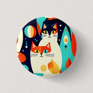 Macaron Rond 2,50 Cm Chats modernes du milieu du siècle sur un Arrière