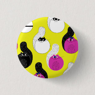 Macaron Rond 2,50 Cm Chats Nautiques Noir Rose 