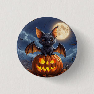 Macaron Rond 2,50 Cm Chauve-souris de dessin animé adorable perché sur