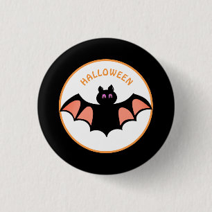 Macaron Rond 2,50 Cm Chauves-souris Halloween effrayantes sur fond noir