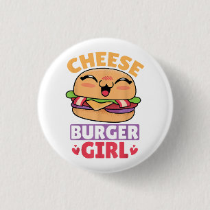 Macaron Rond 2,50 Cm Cheeseburger Girl, Hamburger Women et Cheeseburge