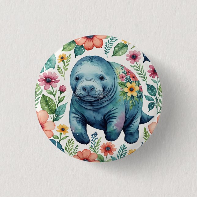 Macaron Rond 2,50 Cm Chemise bébé Manatee (Devant)