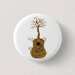 Macaron Rond 2,50 Cm Chemise de guitare acoustique Arbre de vie Joueur 