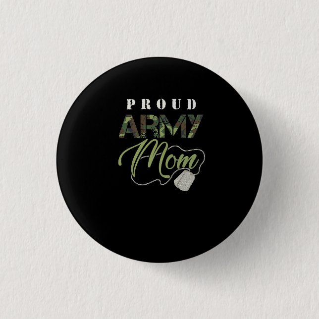 Macaron Rond 2,50 Cm Chemise maman de l'Armée Fière | Mignonne T-shirt  (Devant)