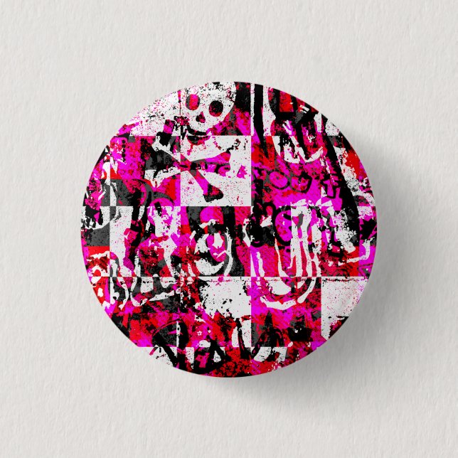 Macaron Rond 2,50 Cm Chequeteurs en rose Emo Graffiti (Devant)