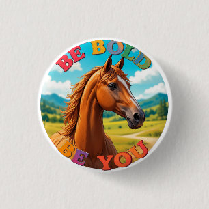 Macaron Rond 2,50 Cm Cheval avec citation motivationnelle