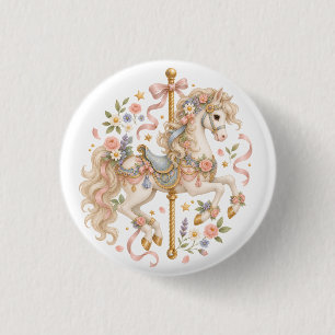 Macaron Rond 2,50 Cm Cheval de carrousel élégant Conte de fées français